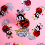 Love Bug Cute Cat Glitter Vinyl Sticker