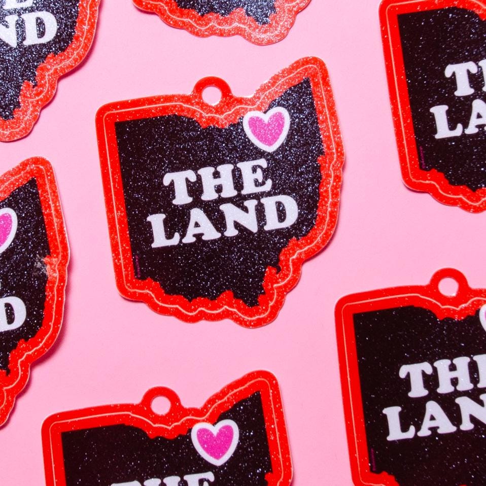 The Land Cleveland Ohio-Shaped Glitter Sticker 3"