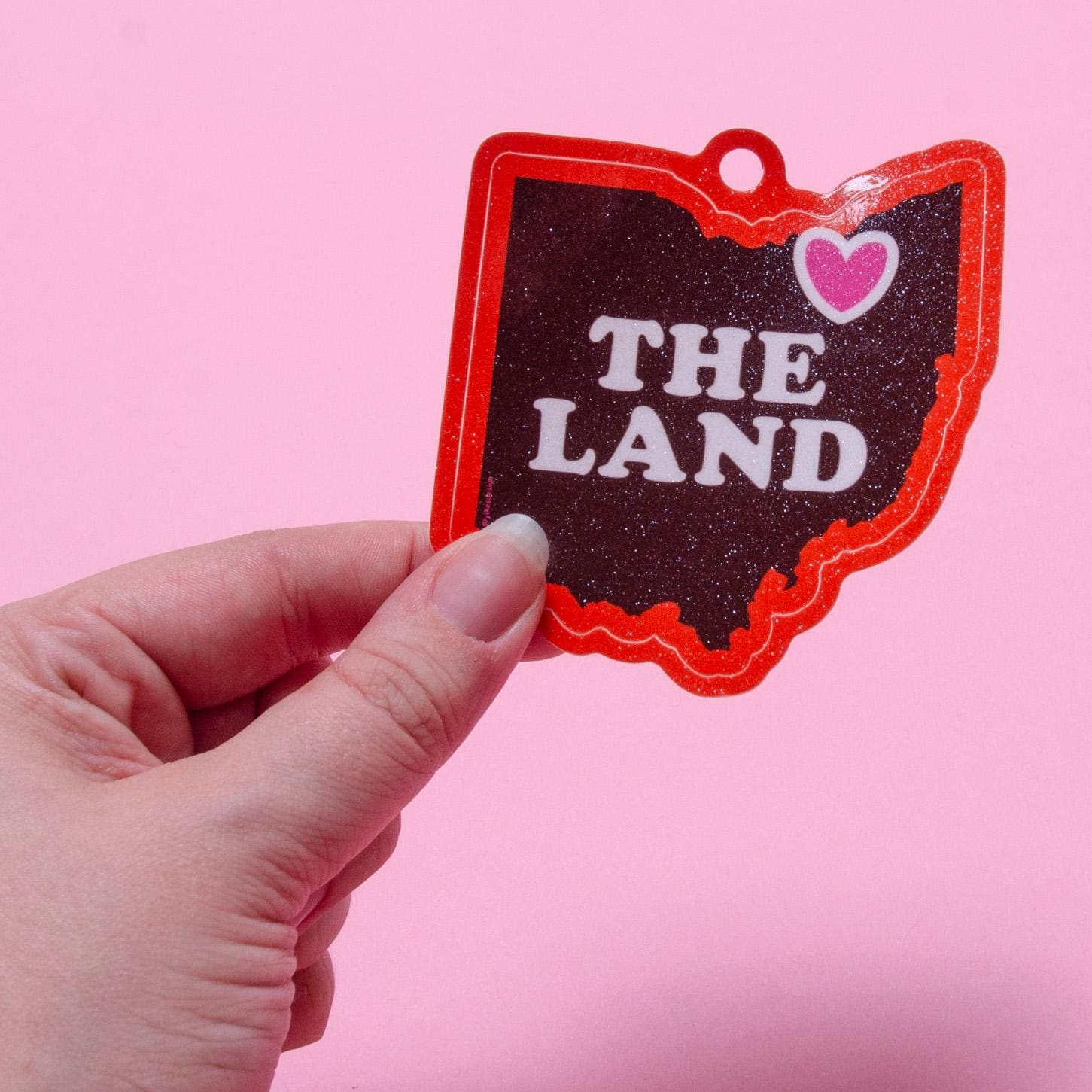 The Land Cleveland Ohio-Shaped Glitter Sticker 3"