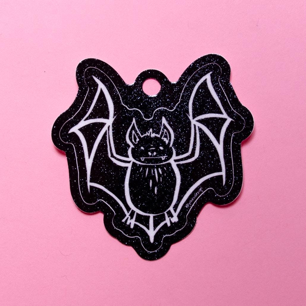 Big Bat Glitter Sticker 2.5"